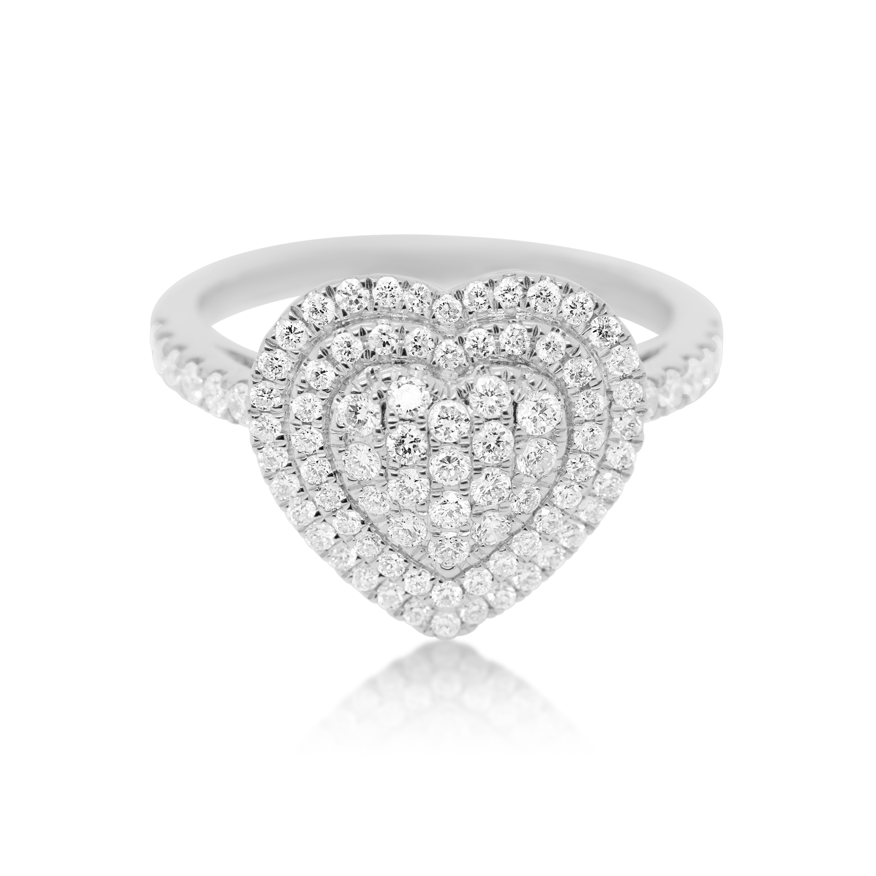 Diamond Heart Ring 0.77 ct. 14K White Gold